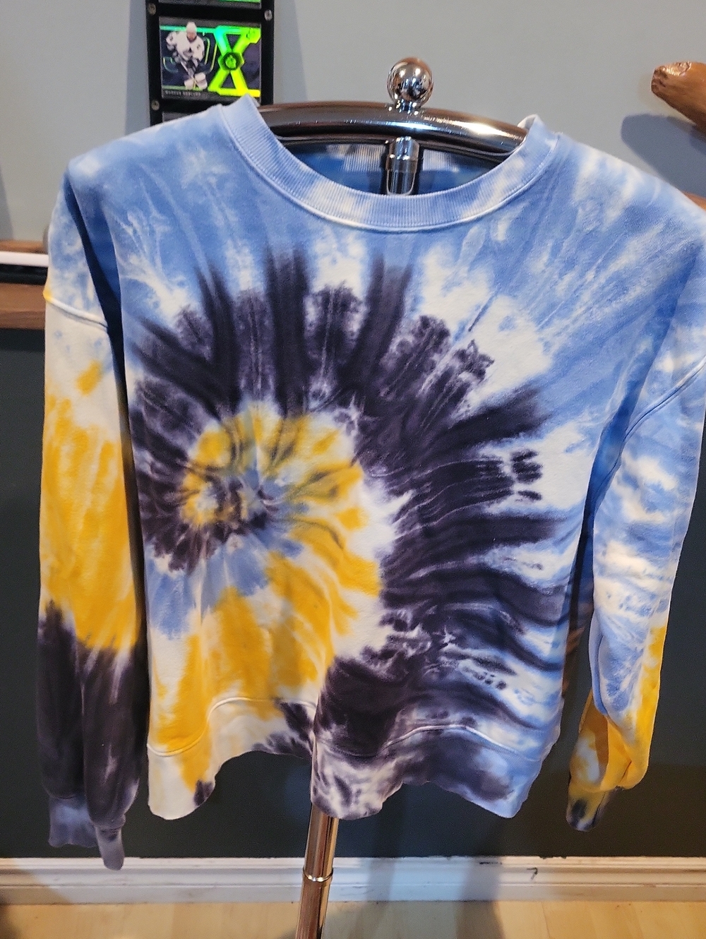 Tie-Dye Spiral Crewneck Sweatshirt - Blue, Yellow, Black